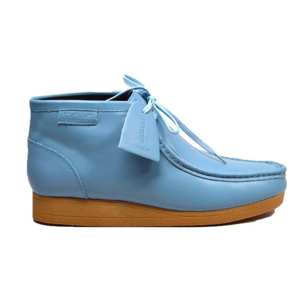 British Walkers New Castle Wallabee Style Boots Men's Sky Blue Leather - Picture 2 of 6